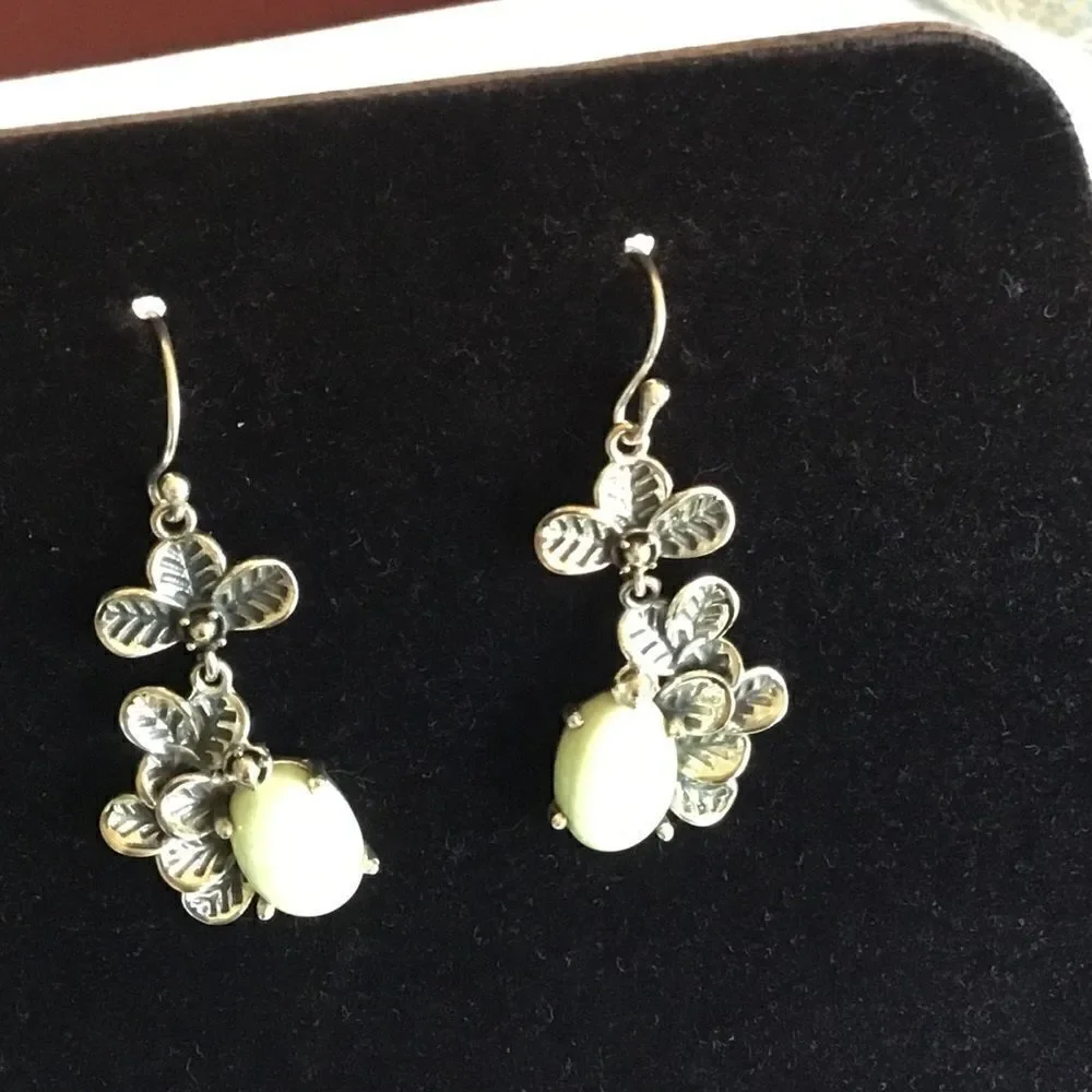 NWOT.  SS Australian Lemon Chrysoprase Earrings